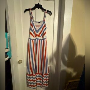 Red white and blue torrid size 2 babydoll dress maxi